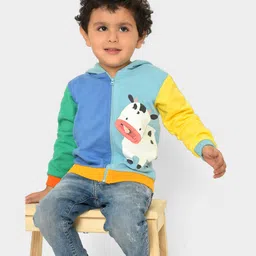 Mi Arcus Unisex Cotton Full Sleeves Color Blocked & Crow Printed Sweatshirt Multi Colour-image-33