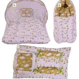 Babytoons Baby Bedding Combo Mattress with Net | Sleeping Bag | 4 Pcs Gaddi Set (0-6 Months) Green-picture-17