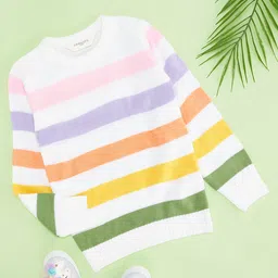Pantaloons Junior Full Sleeves Striped Sweater - Off White-picture-13