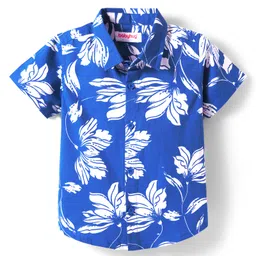 Babyhug Cotton Woven Half Sleeves Shirt With Floral Print - Blue-image-14