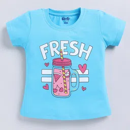 Kidcity Cotton Sinker Half Sleeves Fresh Juice Printed Top - Aqua Blue-picture-21
