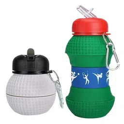 SANJARY Collapsible Food Grade Water Bottle Silicone Design Portable Leak Proof Travel Water Bottle 550 ml color design may vary-image-0