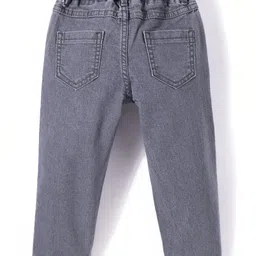 Babyhug Denim Full Length With Stretch Washed Jeans With Text Embroidery - Grey image 2