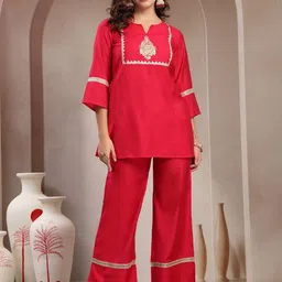 Indibelle Embroidered Round Neck Tunic With Trouser image 3