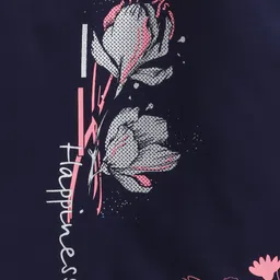 3PIN Full Sleeves Floral Printed Tee - Navy image 5