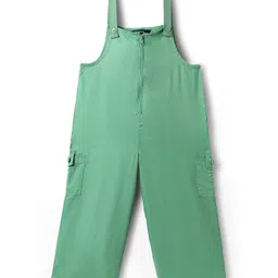 Pine Kids Cotton Woven Half Sleeves Inner Top & Dungaree with Bon Appetitt Text Print - Light Green & Green image 4