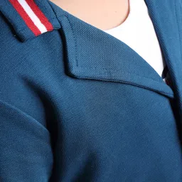 arias by lara dutta Arias Cotton Stretch Pique Knit Light Weight Full Sleeves Solid Colour  Blazer -  Blue image 5