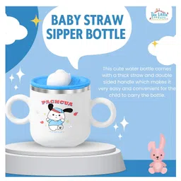 THE LITTLE LOOKERS Stainless Steel Sipper Bottle for Kids/Double Wall & Sipper Cups with Straw/Travelling Sipper Bottle for Kids - White (Print May Very) - 280 ml image 5
