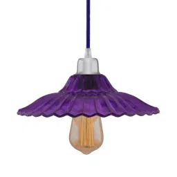 Homesake Violet Glass Ribbed Hanging Lamp - Set of 1 (Bulb not included) image 2