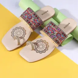 Mochi Women's Beige Toe Ring Sandals-image-69