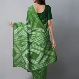 Unnati Silks Green Cotton Silk Printed Saree With Unstitched Blouse image 2