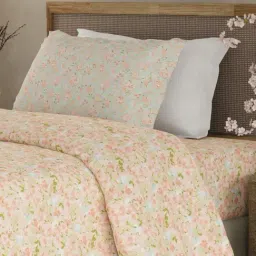 Boutique Living Valatia Pink Cotton Floral 200 TC Single Flat Bedsheet with 1 Pillow Cover-image-38