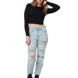 The Souled Store Black Crop Top image 4