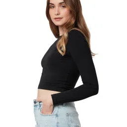 The Souled Store Black Crop Top image 3