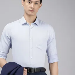 Park Avenue Self Design Textured Slim Fit Formal Shirt-image-45