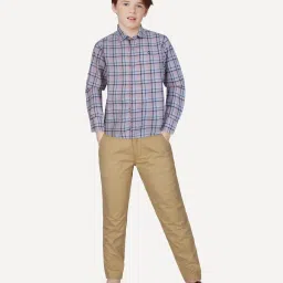 Gini & Jony Kids Pink& Blue Cotton Chequered Full Sleeves Shirt image 3