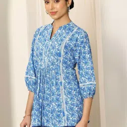 Libas Blue Regular Fit Floral Print Kurti image 3