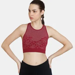 Zelocity by Zivame Maroon Printed Sports Bra-picture-34