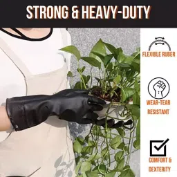 Satishve Latex Hand Gloves, Black L Size, ‎RHG-12 (Pack of 1 Pair) image 2