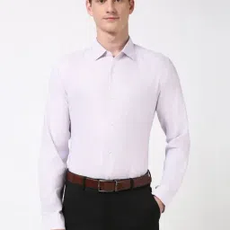 Peter England Pink Cotton Slim Fit Striped Shirt-image-28