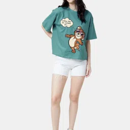 The Souled Store Green Tom And Jerry: Weekend Printed Oversized T-Shirt image 4
