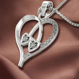 MISS HIGHNESS 92.5 Sterling Silver Rhodium-Plated CZ Studded Heart Shaped Pendants-picture-27
