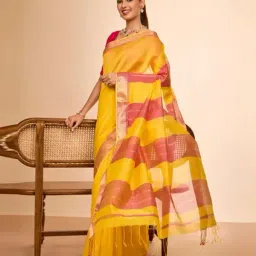 Taneira Yellow Woven Design Saree image 4
