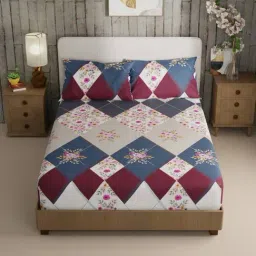 Bianca KOPA Bamboo Micro Floral Multicolor 192 TC Microfiber King Bedsheet with 2 Pillow Covers-image-1