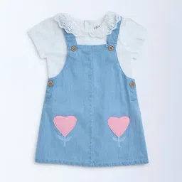 HOP Baby by Westside Blue Denim Pinafore with T-Shirt Set-image-44