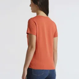 Pepe Jeans Orange Cotton Printed T-Shirt image 2