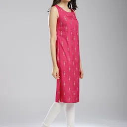 W Women Black & Pink Printed Layered A-Line Kurta image 2