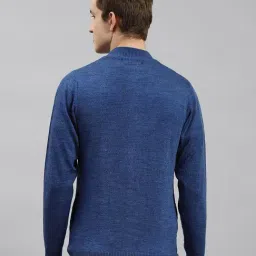 Monte Carlo Blue Wool Blend Regular Fit Solid Pullover image 2