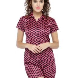 N-Gal Pink Polka Dot Satin Top With Shorts image 1