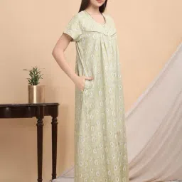 Sweet Dreams Green Cotton Regular Fit Night Dress image 3