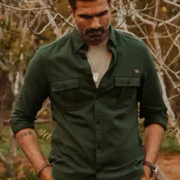 ANDAMEN Green Slim Fit Cotton Shirt-picture-20