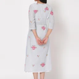 Rangriti Grey & White Cotton Printed A-Line Dress image 2