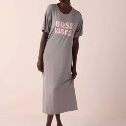 La Vie En Rose Grey Printed Sleep Tee-image-24