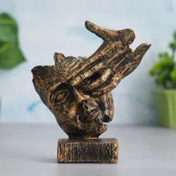 eCraftIndia Brown Polyresin Antique Human Face Sculpture With H On Eye Human Figurine Showpiece-image-61
