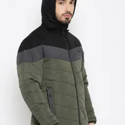 Duke Olive Regular Fit Colour Block Hooded Jacket image 4