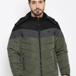 Duke Olive Regular Fit Colour Block Hooded Jacket image 1
