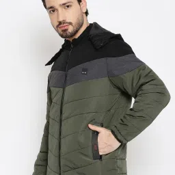 Duke Olive Regular Fit Colour Block Hooded Jacket image 3