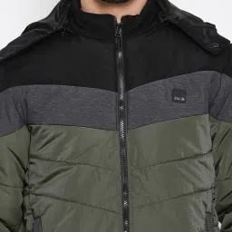 Duke Olive Regular Fit Colour Block Hooded Jacket image 5