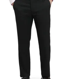 Park Avenue Black Solid Regular Fit Trousers-image-98