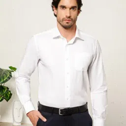 The Formal Club Cloud White Crest Self Stripe Giza Cotton Regular Fit Shirt-image-18