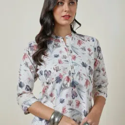 Soch Off White Floral Print Straight Kurta image 5