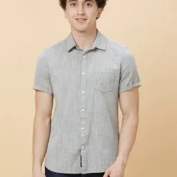 Being Human Green Slim Fit Texture Shirts-image-0