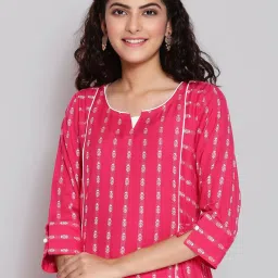 Aurelia Pink Geometric Print Flared Kurta image 5