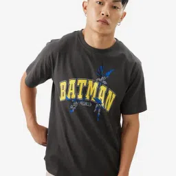 The Souled Store Dark Grey Regular Fit Batman Print Crew T-Shirt-image-17