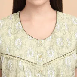 Sweet Dreams Green Cotton Regular Fit Night Dress image 5