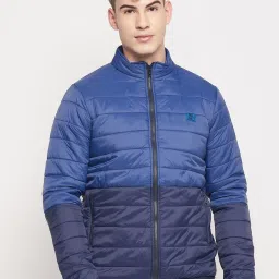 Duke Navy Blue Slim Fit Colour Block Quilted Jacket image 1